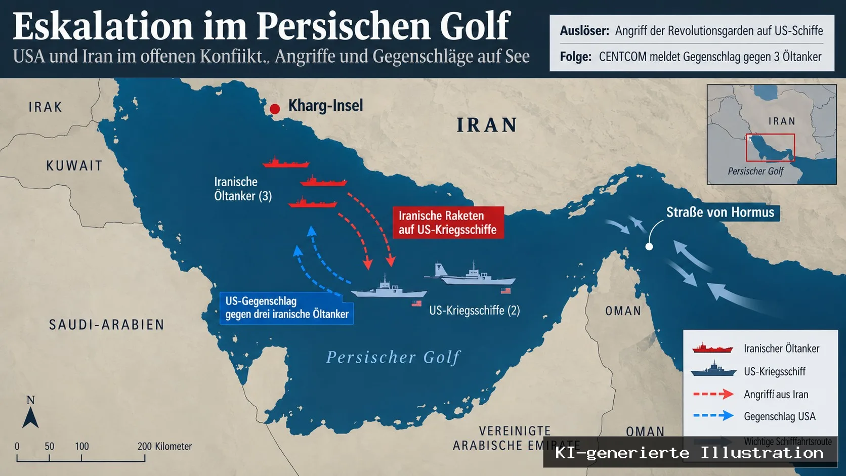 Raketen auf US Kriegsschiffe: Washington trifft Iran dort, wo es weh tut, beim Öl
