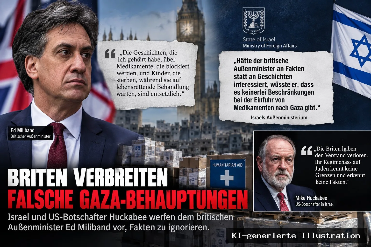 Miliband behauptet blockierte Medikamente: Israel wirft London Faktenverweigerung vor