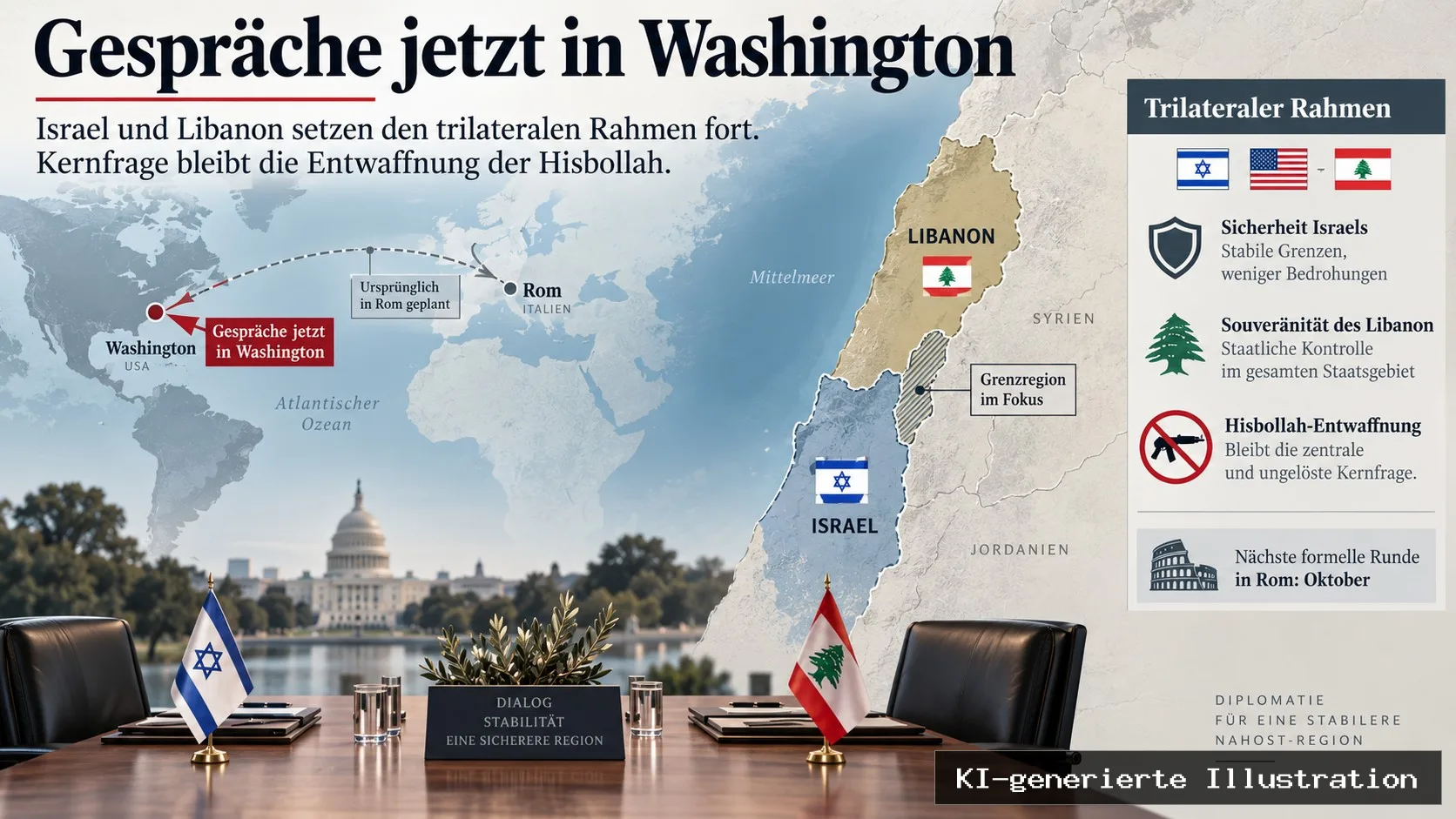 Israel und Libanon reden in Washington weiter: Hisbollah-Entwaffnung bleibt Kernfrage