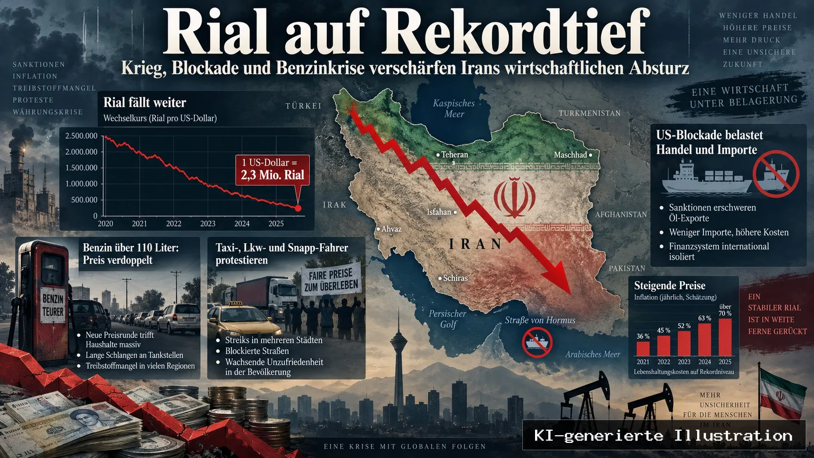 2,3 Millionen Rial für einen Dollar: Irans Wirtschaft gerät außer Kontrolle