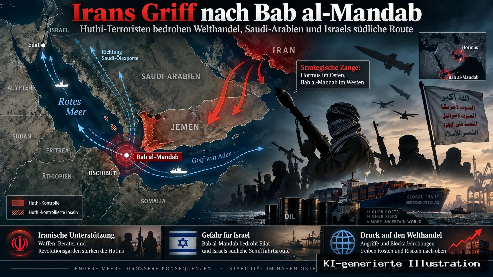 Irans Griff nach Bab al-Mandab: Huthis wollen Welthandel erpressen und Israel stärker bedrohen