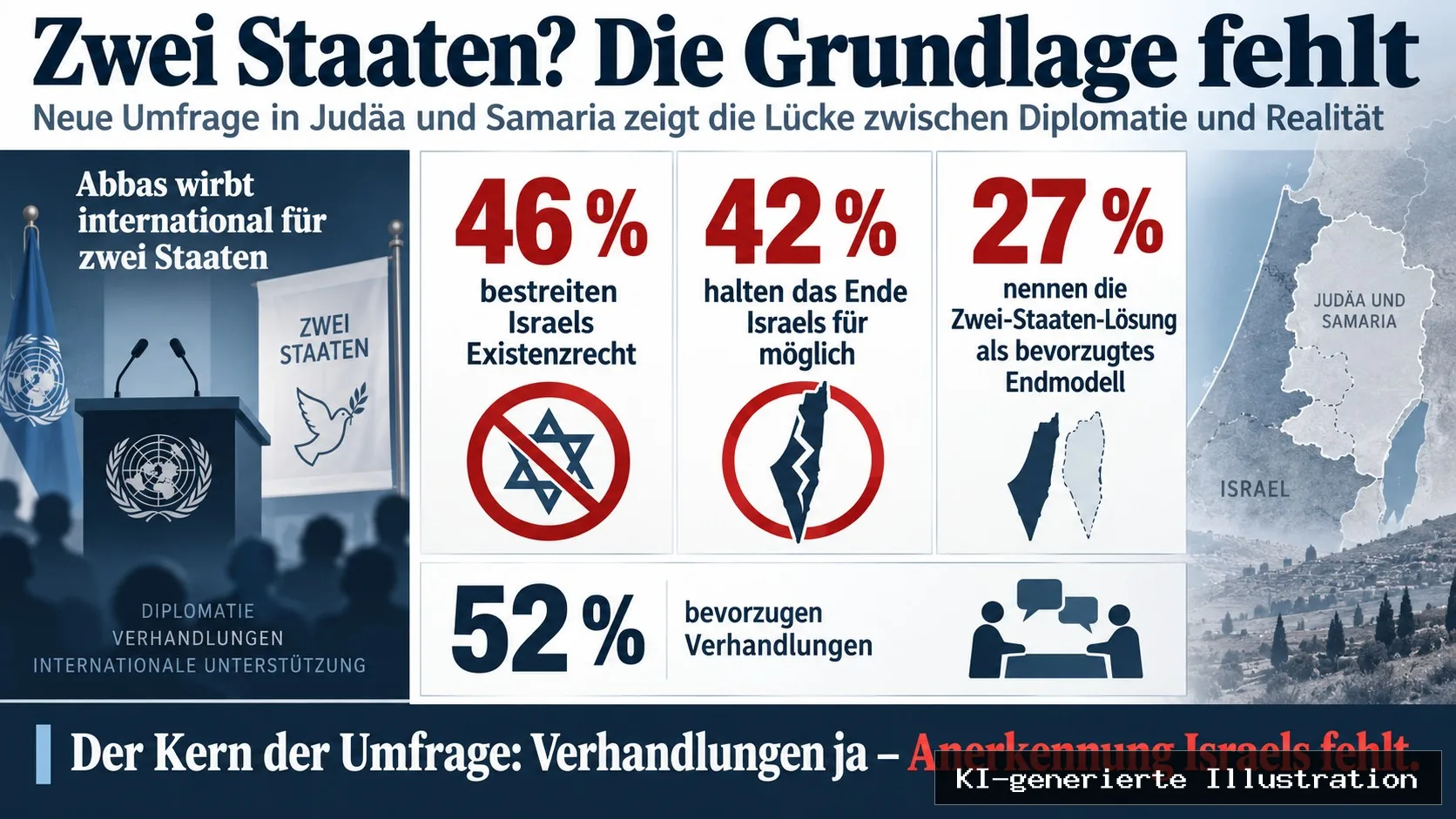 Abbas wirbt für zwei Staaten, doch 46 Prozent bestreiten Israels Existenzrecht