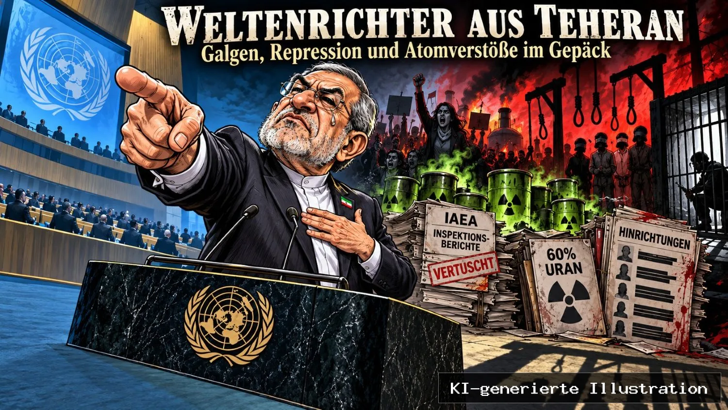 Pezeshkian spielt den Weltenrichter sein Regime liefert Galgen, Massaker und nuklearen Vertragsbruch