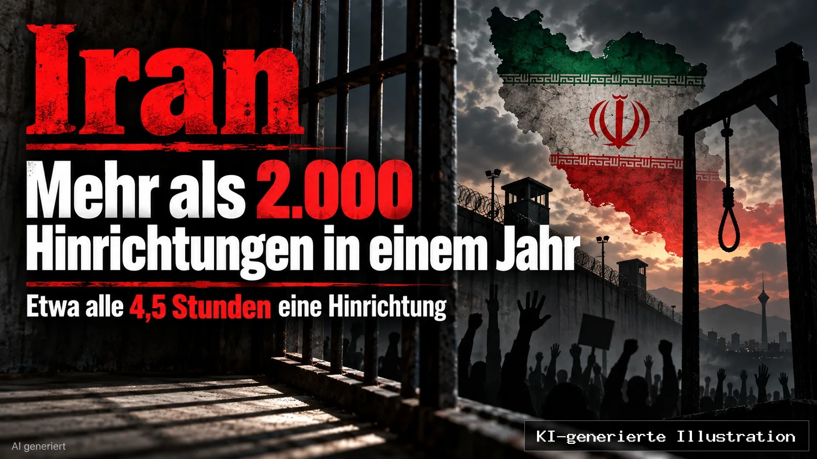 Irans Hinrichtungswelle erreicht erschreckendes Ausmaß: Mehr als 2.000 Tote in einem Jahr