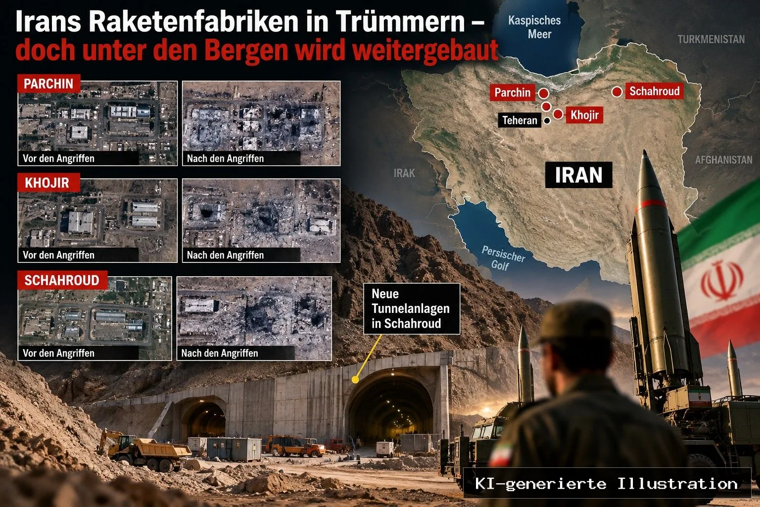 Irans Raketenfabriken liegen in Trümmern, doch unter den Bergen wird weitergebaut