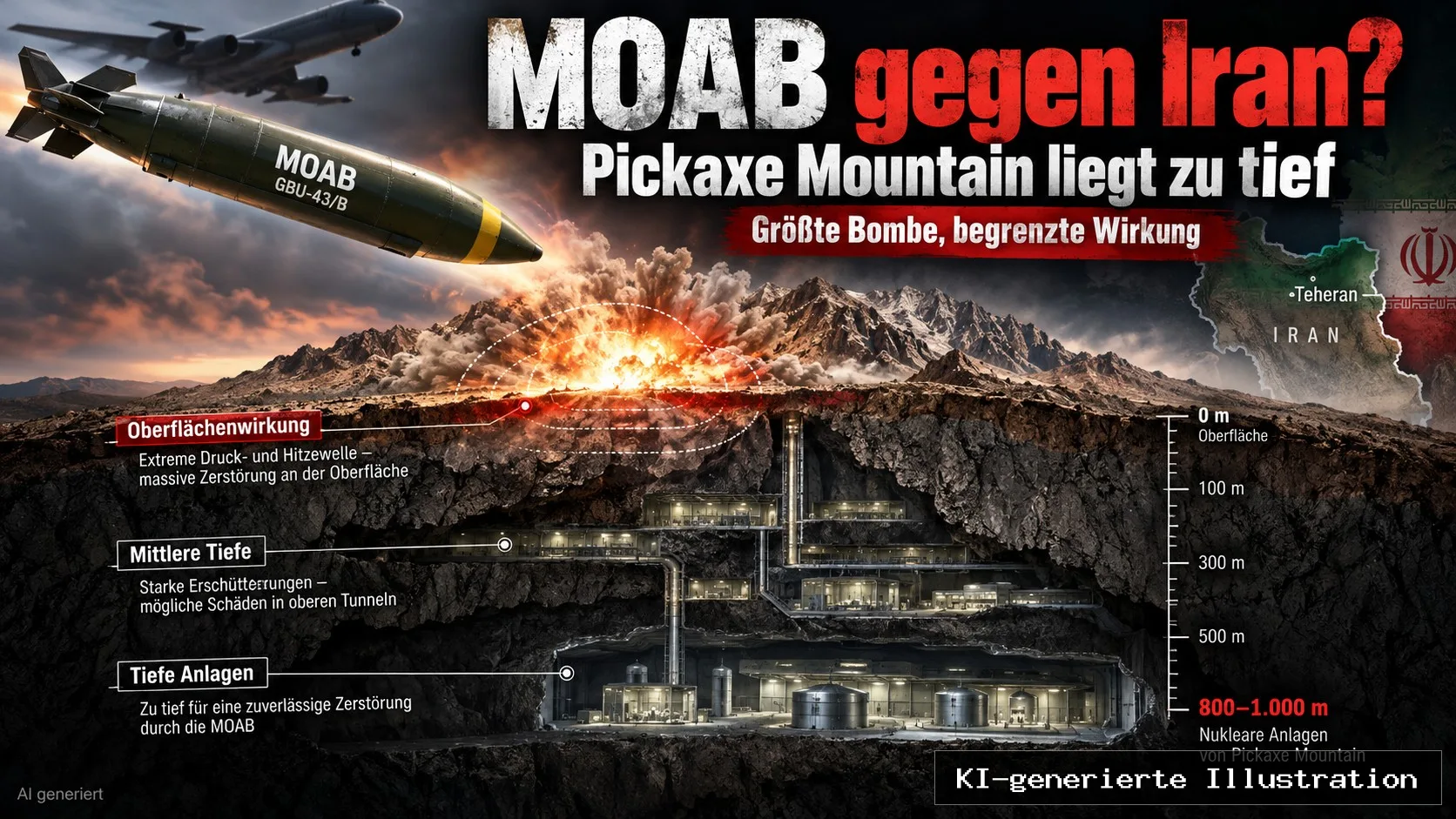 Amerikas größte Bombe gegen Iran: Trump plant einen Schlag, der den Atombunker kaum erreichen kann