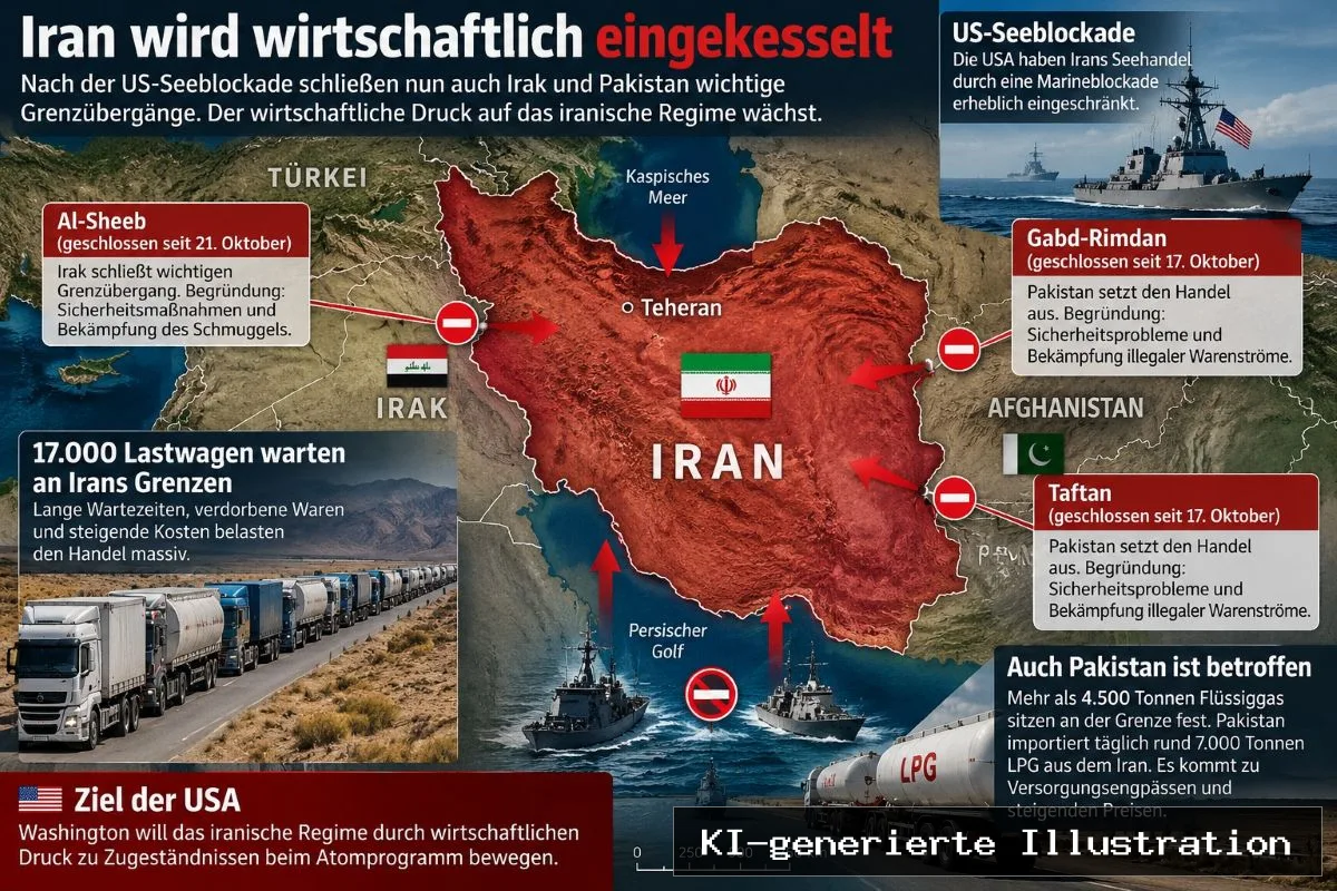 Iran wird wirtschaftlich eingekesselt: Jetzt schließen auch die Landgrenzen