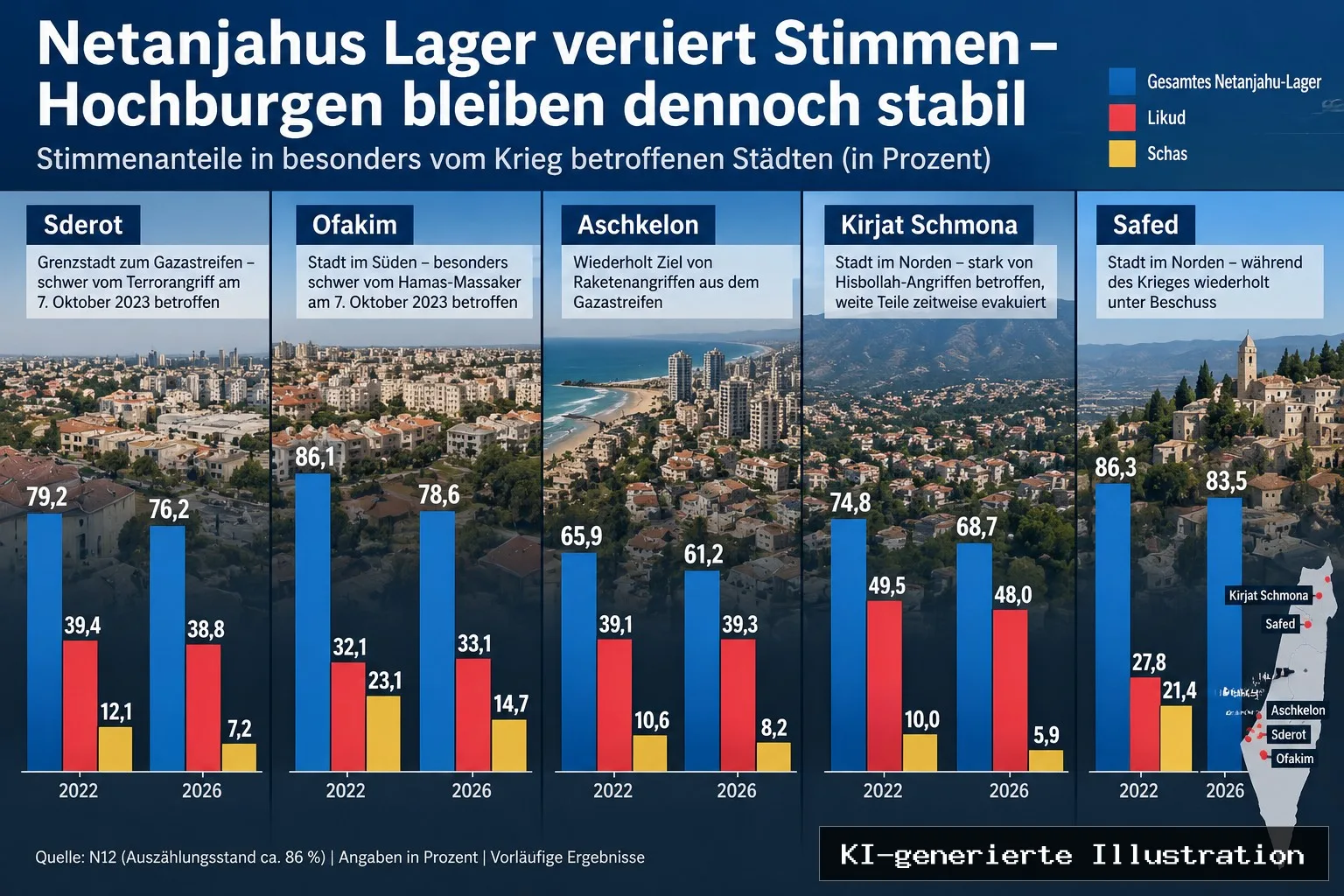 Nach Terror und Krieg: Netanjahu verliert Stimmen, doch seine Hochburgen halten